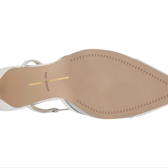 🩶🔹️Dolce Vita🔹️ KANDI Heels Silver Mesh Pointed Toe Bow Kitten Heel Slingback - Picture 3 of 8